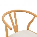 Καρέκλα Wishbone pakoworld rubberwood-ύφασμα σε φυσική-μπεζ απόχρωση 51x58x73εκ c553035
