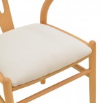 Καρέκλα Wishbone pakoworld rubberwood-ύφασμα σε φυσική-μπεζ απόχρωση 51x58x73εκ c553035