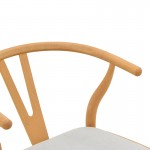 Καρέκλα Wishbone pakoworld rubberwood-ύφασμα σε φυσική-γκρι απόχρωση 51x58x73εκ c553036