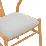 Καρέκλα Wishbone pakoworld rubberwood-ύφασμα σε φυσική-γκρι απόχρωση 51x58x73εκ c553036