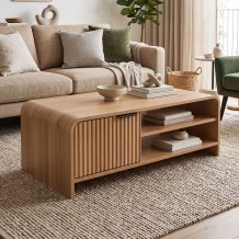 Τραπέζι σαλονιού Kelba pakoworld mdf σε φυσική απόχρωση 100x50x35 5εκ c553238