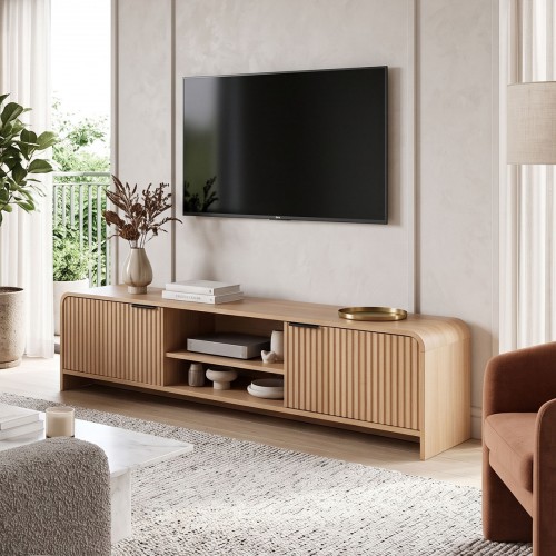 Έπιπλο τηλεόρασης Anfen pakoworld mdf σε φυσική απόχρωση 160x39x40 5εκ c553243