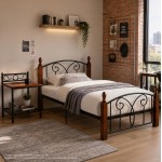 ΣΕΤ ΥΠΝΟΔΩΜΑΤΙΟΥ ΜΕ ΣΤΡΩΜΑ 3ΤΜΧ HM11217 RUBBERWOOD-ΜΕΤΑΛΛΟ c553250