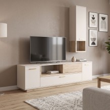 Σύνθετο σαλονιού Norda pakoworld κρεμ με oak 187x40x58 4εκ c553550