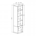 Σύνθετο σαλονιού Norda pakoworld κρεμ με oak 187x40x58 4εκ c553550