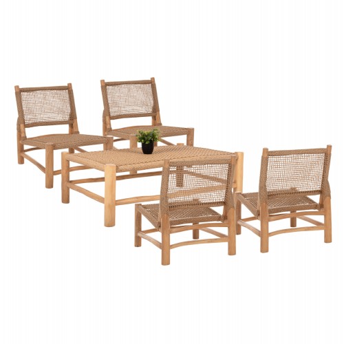 ΣΕΤ ΣΑΛΟΝΙΟΥ ΕΞ ΧΩΡΟΥ 5ΤΜΧ LONDER ΗΜ12180 ΞΥΛΟ ΤΕΑΚ-P E RATTAN-ΦΥΣΙΚΟ c553696