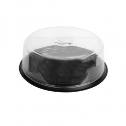 Βάση τούρτας πλαστική με καπάκι και μαύρο δίσκο 30cm c55437