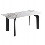 ΤΡΑΠΕΖΙ DALLE HM18479 03 MDF TOP ΟΨΗ ΜΑΡΜΑΡΟΥ-ΜΕΤΑΛ ΠΟΔΙΑ ΣΕ ΜΑΥΡΟ 180x90x76Υεκ c554394