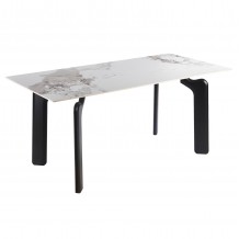 ΤΡΑΠΕΖΙ DALLE HM18479 03 MDF TOP ΟΨΗ ΜΑΡΜΑΡΟΥ-ΜΕΤΑΛ ΠΟΔΙΑ ΣΕ ΜΑΥΡΟ 180x90x76Υεκ c554394
