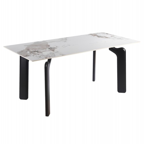 ΤΡΑΠΕΖΙ DALLE HM18479 03 MDF TOP ΟΨΗ ΜΑΡΜΑΡΟΥ-ΜΕΤΑΛ ΠΟΔΙΑ ΣΕ ΜΑΥΡΟ 180x90x76Υεκ c554394