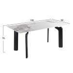 ΤΡΑΠΕΖΙ DALLE HM18479 03 MDF TOP ΟΨΗ ΜΑΡΜΑΡΟΥ-ΜΕΤΑΛ ΠΟΔΙΑ ΣΕ ΜΑΥΡΟ 180x90x76Υεκ c554394
