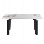 ΤΡΑΠΕΖΙ DALLE HM18479 03 MDF TOP ΟΨΗ ΜΑΡΜΑΡΟΥ-ΜΕΤΑΛ ΠΟΔΙΑ ΣΕ ΜΑΥΡΟ 180x90x76Υεκ c554394