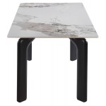 ΤΡΑΠΕΖΙ DALLE HM18479 03 MDF TOP ΟΨΗ ΜΑΡΜΑΡΟΥ-ΜΕΤΑΛ ΠΟΔΙΑ ΣΕ ΜΑΥΡΟ 180x90x76Υεκ c554394