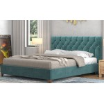 Κρεβάτι Ν63 μπλε ύφασμα μελί 150x200 c55448