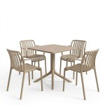 Τραπεζαρία Zoi Groovy pakoworld σετ 5τεμ cappuccino PP 80x80x74εκ c554564