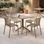 Τραπεζαρία Zoi Groovy pakoworld σετ 5τεμ cappuccino PP 80x80x74εκ c554566