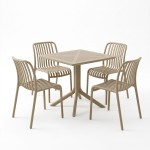 Τραπεζαρία Zoi Groovy pakoworld σετ 5τεμ cappuccino PP 80x80x74εκ c554566