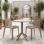 Τραπεζαρία Mercon Hush pakoworld σετ 3τεμ cappuccino PP Φ60x75εκ c554567
