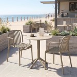 Τραπεζαρία Mercon Zoi pakoworld σετ 3τεμ cappuccino PP Φ60x75εκ c554568