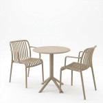 Τραπεζαρία Mercon Zoi pakoworld σετ 3τεμ cappuccino PP Φ60x75εκ c554568
