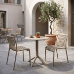Τραπεζαρία Mercon Zoi pakoworld σετ 3τεμ cappuccino PP Φ60x75εκ c554569