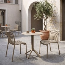 Τραπεζαρία Mercon Zoi pakoworld σετ 3τεμ cappuccino PP Φ60x75εκ c554569