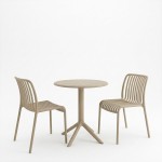 Τραπεζαρία Mercon Zoi pakoworld σετ 3τεμ cappuccino PP Φ60x75εκ c554569