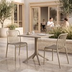 Τραπεζαρία Zoi Groovy pakoworld σετ 3τεμ cappuccino PP 80x80x74εκ c554571