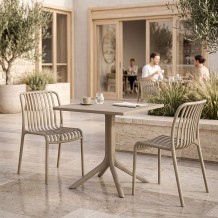 Τραπεζαρία Zoi Groovy pakoworld σετ 3τεμ cappuccino PP 80x80x74εκ c554571