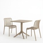 Τραπεζαρία Zoi Groovy pakoworld σετ 3τεμ cappuccino PP 80x80x74εκ c554571