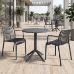 Τραπεζαρία Mercon Zoi pakoworld σετ 3τεμ ανθρακί PP Φ60x75εκ c554572