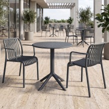 Τραπεζαρία Mercon Zoi pakoworld σετ 3τεμ ανθρακί PP Φ60x75εκ c554572