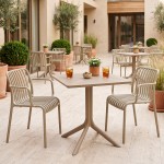 Τραπεζαρία Zoi Groovy pakoworld σετ 3τεμ cappuccino PP 80x80x74εκ c554574