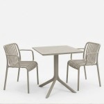 Τραπεζαρία Zoi Groovy pakoworld σετ 3τεμ cappuccino PP 80x80x74εκ c554574