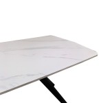 Τραπέζι Ezali pakoworld sintered stone λευκή ματ όψη μαρμάρου με μαύρο μεταλλικό πόδι 180x90x75εκ c555214