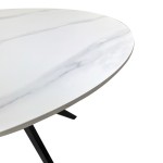 Τραπέζι Orbital pakoworld sintered stone λευκή ματ όψη μαρμάρου με μαύρο μεταλλικό πόδι Φ100x76εκ c555216