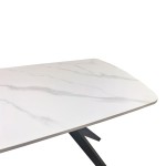Τραπέζι Ezali pakoworld sintered stone λευκή ματ όψη μαρμάρου με μαύρο μεταλλικό πόδι 140x80x75εκ c555223