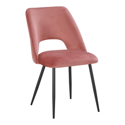 Καρέκλα Nelda pakoworld βελούδο σε σάπιο μήλο με μεταλλικό μαύρο πόδι 44x58x82εκ SET 4τμχ c555225