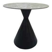 Τραπέζι Flenada pakoworld sintered stone σε γκρι όψη μαρμάρου με μαύρη μεταλλική βάση Φ80x76εκ c555243