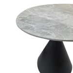 Τραπέζι Flenada pakoworld sintered stone σε γκρι όψη μαρμάρου με μαύρη μεταλλική βάση Φ80x76εκ c555243