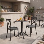 Τραπεζαρία Mercon Crossie pakoworld σετ 3τεμ ανθρακί PP Φ60x75εκ c555357