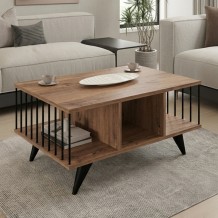 Τραπέζι σαλονιού Pena pakoworld sonoma με μαύρο 90x60x39 5εκ c555364
