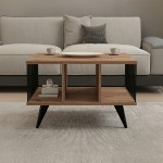 Τραπέζι σαλονιού Pena pakoworld sonoma με μαύρο 90x60x39 5εκ c555364