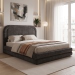Κρεβάτι διπλό Arlia pakoworld χώρο ανθρακί ύφασμα 160x200εκ c555728