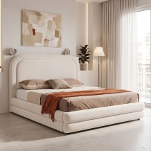 Κρεβάτι διπλό Arlia pakoworld χώρο μπεζ ύφασμα 160x200εκ c555729