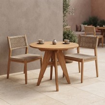 Τραπέζι Cadrada pakoworld teak ξύλο σε φυσική απόχρωση Φ70x76εκ c556059