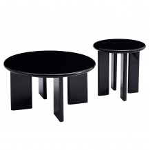 ΣΕΤ 2 ΤΡΑΠΕΖΙΑ ΣΑΛΟΝΙΟΥ FLIX HM18452 02 MDF ΣΕ GLOSSY ΜΑΥΡΟ Φ80 Φ50εκ c556063