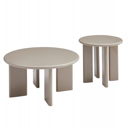 ΣΕΤ 2 ΤΡΑΠΕΖΙΑ ΣΑΛΟΝΙΟΥ FLIX HM18452 05 MDF ΣΕ GLOSSY TAUPE Φ80 Φ50εκ c556064
