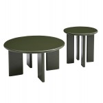 ΣΕΤ 2 ΤΡΑΠΕΖΙΑ ΣΑΛΟΝΙΟΥ FLIX HM18452 07 MDF ΣΕ GLOSSY ΠΡΑΣΙΝΟ Φ80 Φ50εκ c556303