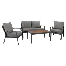 Σετ 4ΤΜΧ σαλόνι αλουμινίου γκρι με textilene μαύρο c55649 Σετ 4ΤΜΧ σαλόνι αλουμινίου γκρι με textilene μαύρο c55649